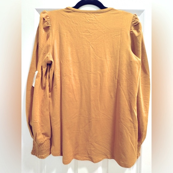 Mustard Yellow NWT Puff Sleeve LS Tee, size M - Picture 4 of 6